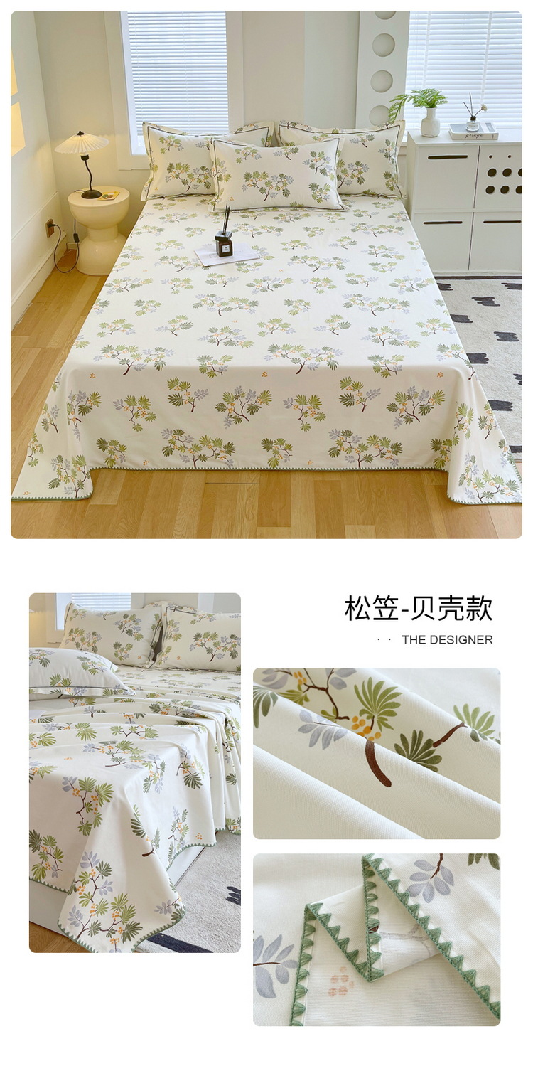 Sábana de tela gruesa vieja de algodón puro pieza única 100 algodón verano sensación fresca dormitorio funda de almohada individual juego de tres piezas 2