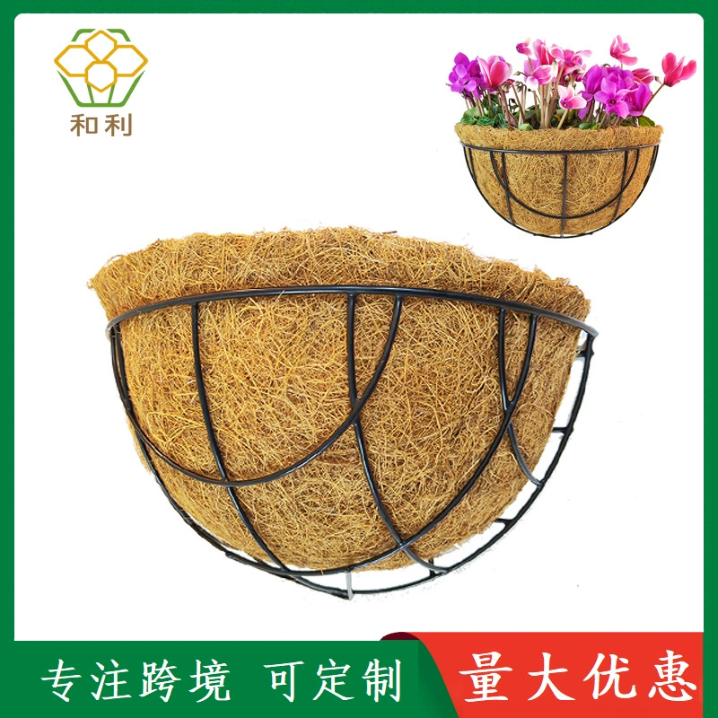 Кокосовый коричневый наполовину настенная подвесная корзина цветочный горшок кокосовый коричневый настенный декоративный перила Цветочная посадка цветочный горшок кокосовый коричневый подвесная корзина полукруглая подставка для цветов