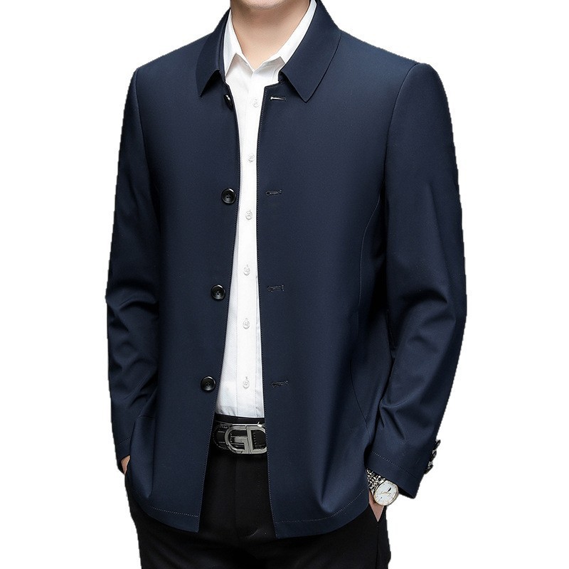 Chaqueta con solapa transfronteriza para hombres primavera y otoño delgada alta sensación de negocios con solapa casual abrigo de viento para hombres suelto abrigo de otoño de tamaño grande