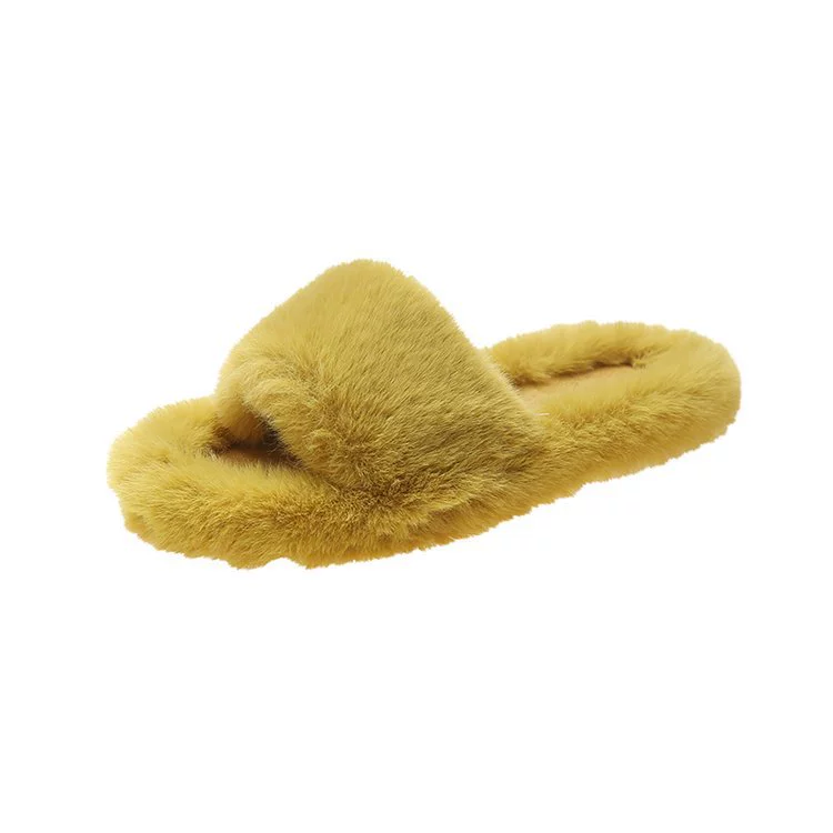 Женские домашние тапочки Mao Mao Plush, зима 2025, плоская подошва, мягкая хлопковая подкладка