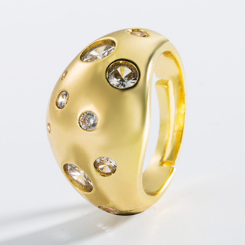 Mode Punk-stil Geometrischer Kupfer-mikro-intarsien-zirkon Offener Ring display picture 3