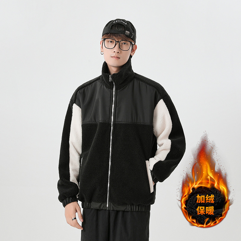 2022 invierno cordero abrigo cálido de algodón para hombres con terciopelo grueso agitado estilo de moda de Hong Kong venta directa