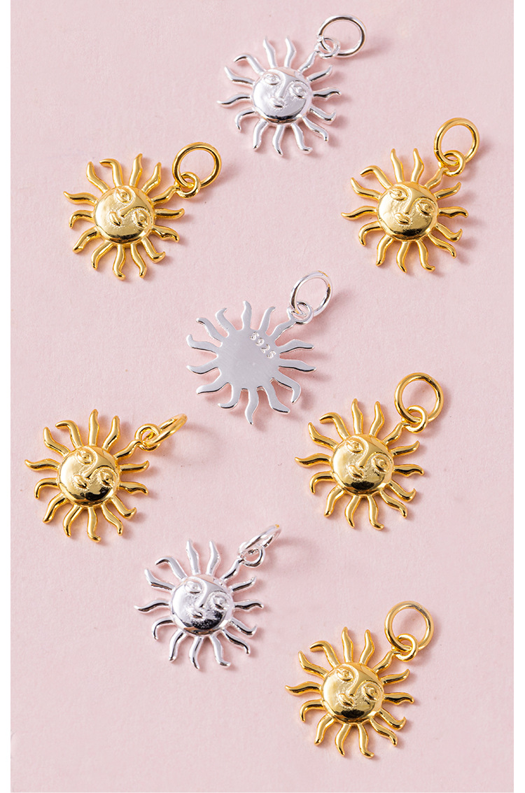 Top-Drilled Drill Orientation DIY Jewelry Accessories Classification Hole 3~3.9mm Hole Size 1 Piece Quantity 925 Sterling Silver Material 1 Piece 12 * 14mm Hole 3~3.9mm 925 Sterling Silver Sun Polished Pendant