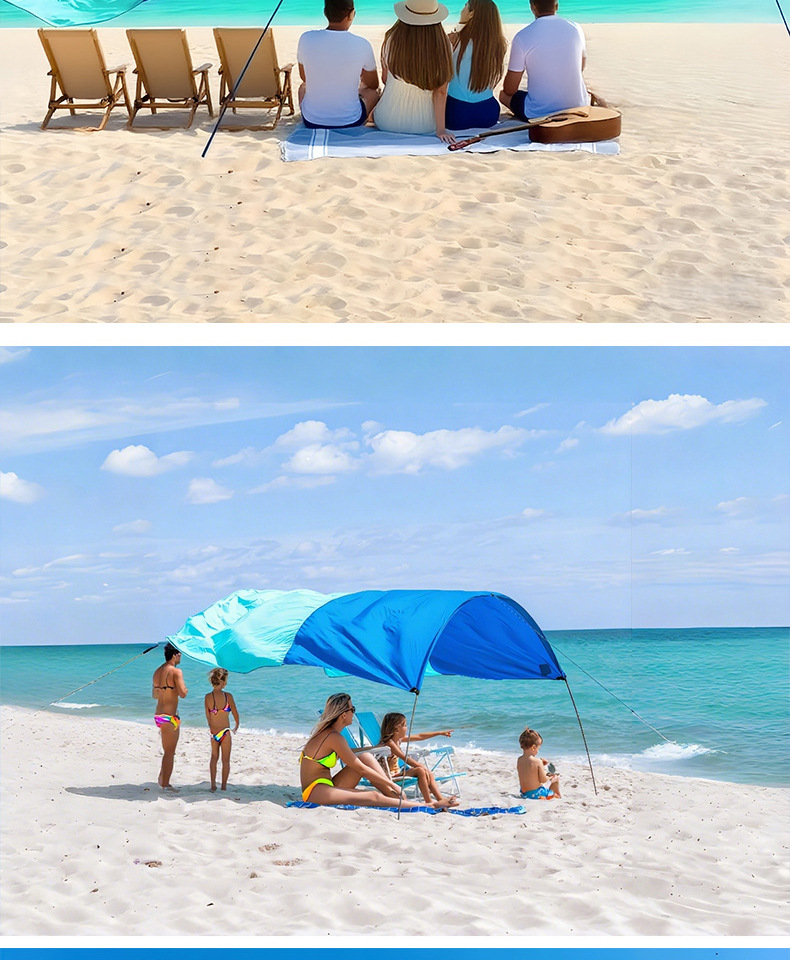 Outdoor Products Beach Canopy Wind-Powered Seaside Canopy Portable Sunshade Lightweight Quick-Open Beach Tent
