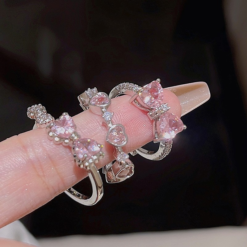 Stackable Plain Band And Tiny Cubic Zirconia Ring Set In Minimalist European Style. Perfect For Work, Daily And Casual Wear. Hypoallergenic And Tarnis_voghion.com
