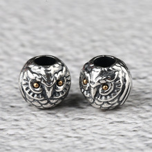 S925银 猫头鹰手工散珠珠子 隔珠隔片 diy饰品串珠材料配件配饰