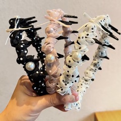 立体褶皱波点蝴蝶结齿梳发箍女2025新款正反戴高颅顶带齿夏季头饰