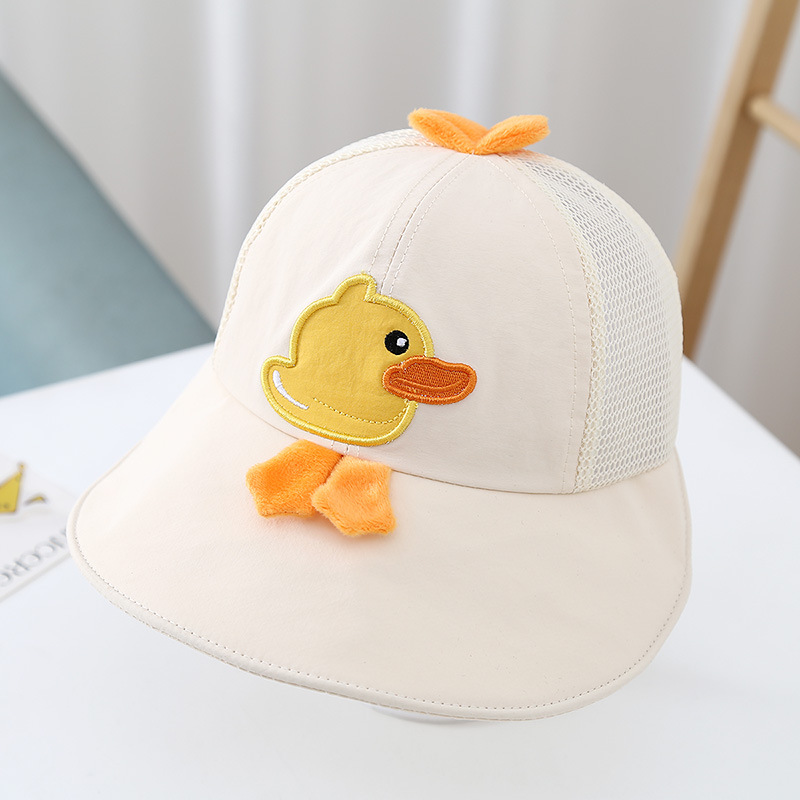 Bonito pato amarillo sombrero para niños de verano malla transpirable para niños y niñas bebés gorro de bisel grande sombrero de protección solar