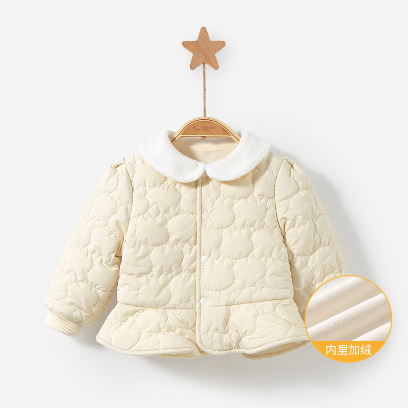 Abrigo de bebé Otoño e Invierno ropa exterior de bebé engrosada ropa de invierno cardigan de las niñas forrado de lana superior caliente ropa de los niños