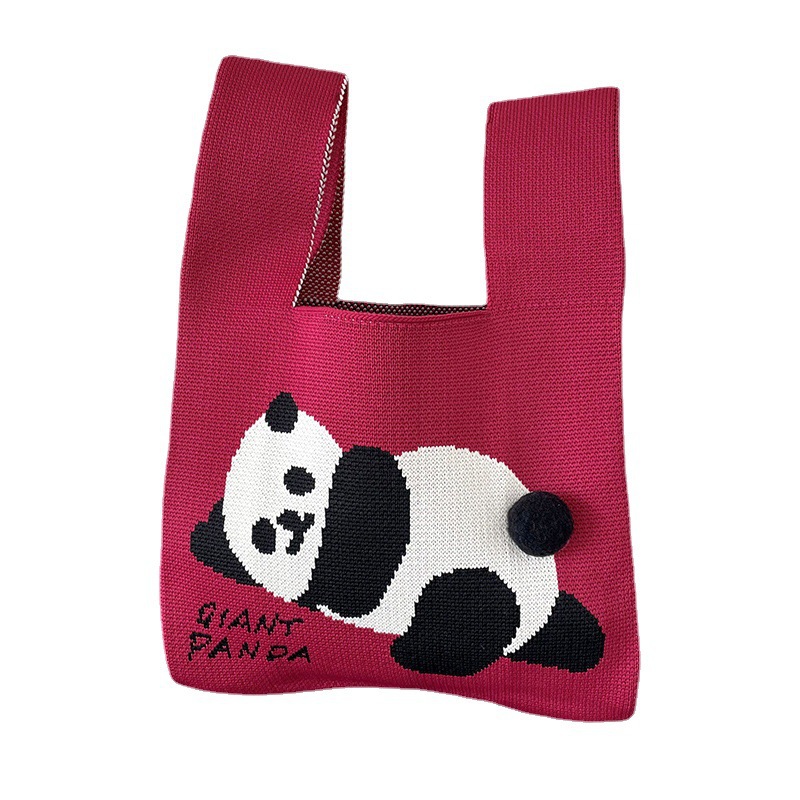Bolsas de nicho de diseño de pandas lindos bolsas de mano de punto bolsas de mano estudiantes personalidad bolsas de brazo fábrica al por mayor