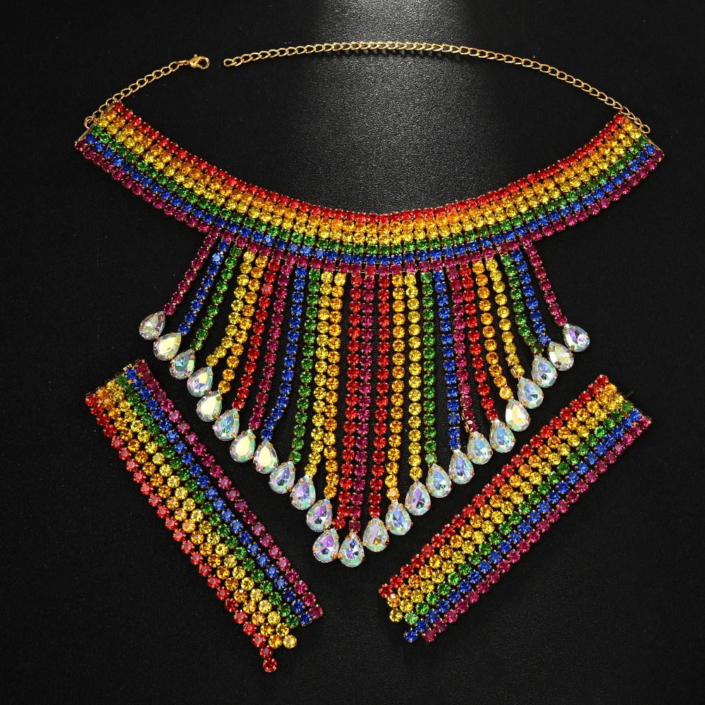 Bohemia Bozz Jewelry Set Exaggerated Clavicle Diamond Personalidad Aretes Accesorios Jewelry Set