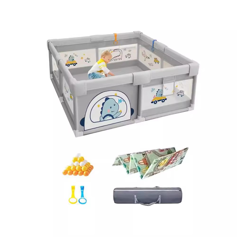 Barrera de protección para juegos infantiles para bebés sala de estar piso plegable cojín de escalada espesa interior de bebés con cerca doméstica