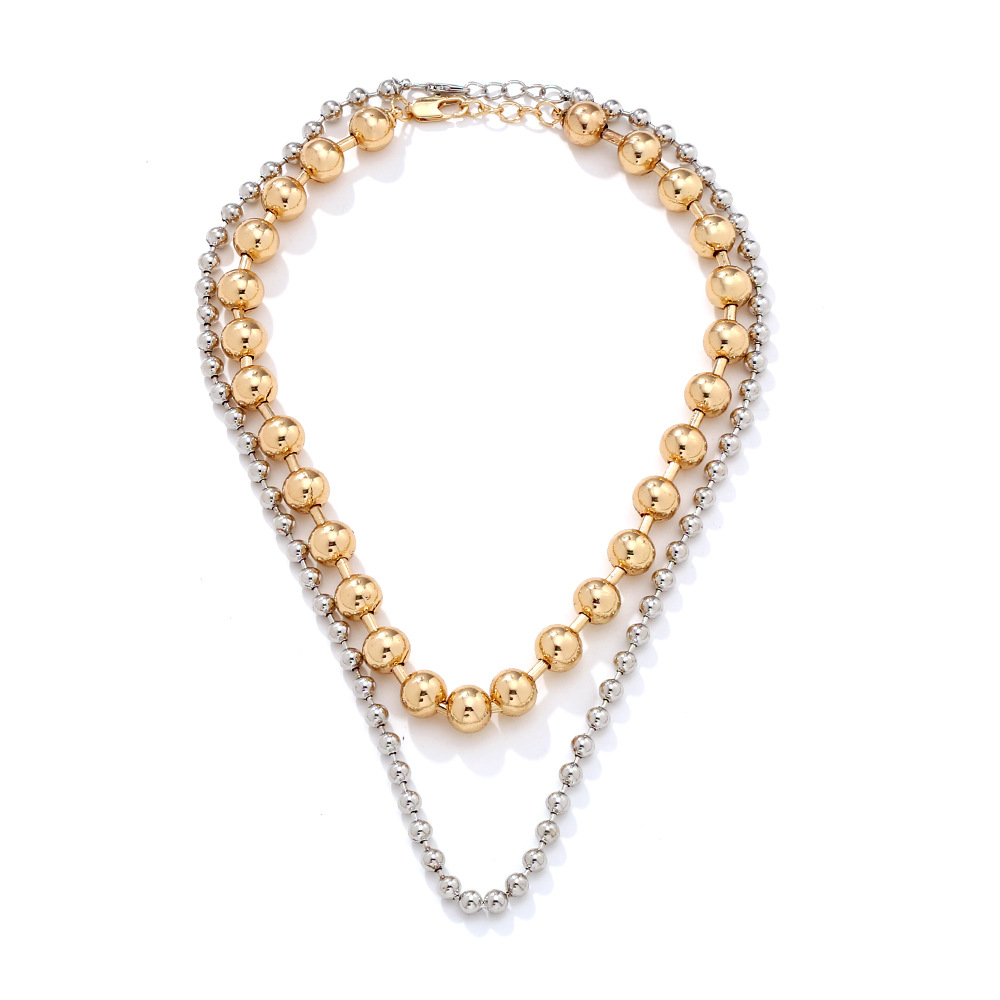 111g Weight Necklace Classification Iron Chain Material Simple Style Streetwear Geometric Iron Ball Chain Beaded Necklaces Wholesale