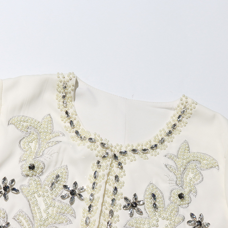 K Vintage Heavy Industry Diamond Set Two Piece New Embroidered Coat Slim Sleeveless Dress Set For Women_ecoleips.com