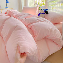 A类母婴100超柔云朵水洗棉单被套简约纯色被单家用被套枕套宿舍款