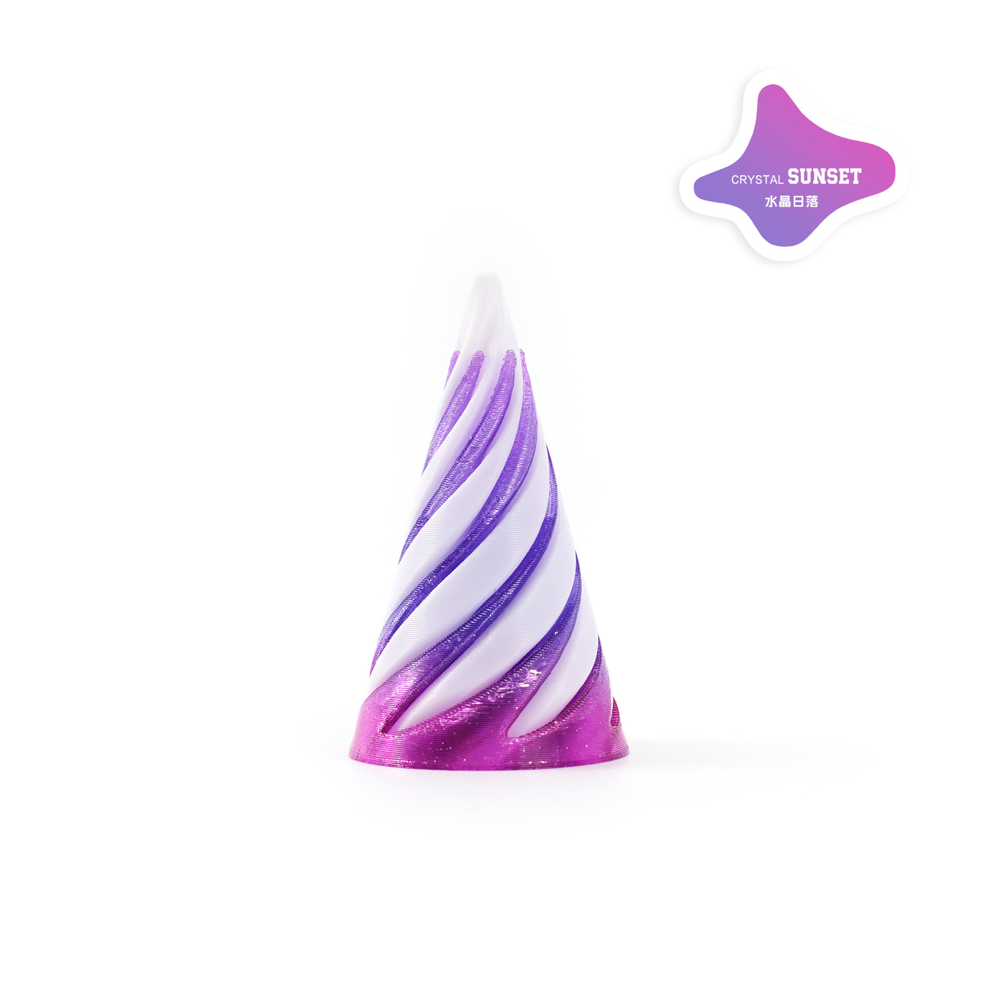 El atardecer de cristal cónico de 5cm gira