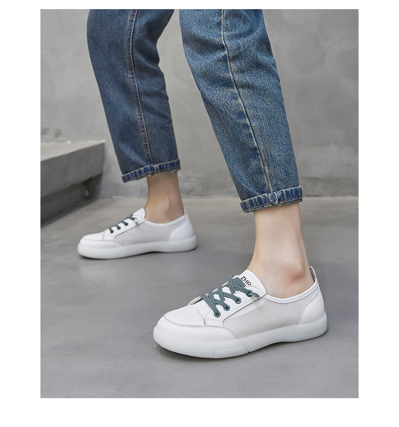 Giày sneaker nữ trắng mesh thoáng khí đế bằng — Màu be A81 chi tiết 22