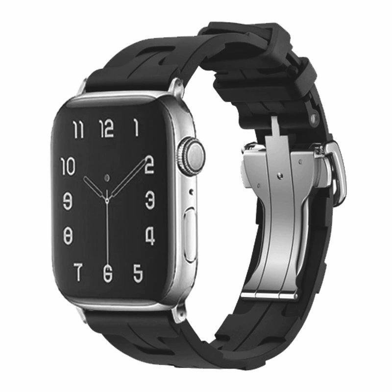 Подходит для Apple Watch 9 / Apple Watch Hermes силиконовый ремешок с складной бабочкой Caps Ultra SE
