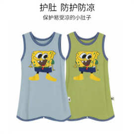哪吒莫代尔连体睡衣夏季儿童无袖防踢被睡袋女宝宝空调家居服睡裙