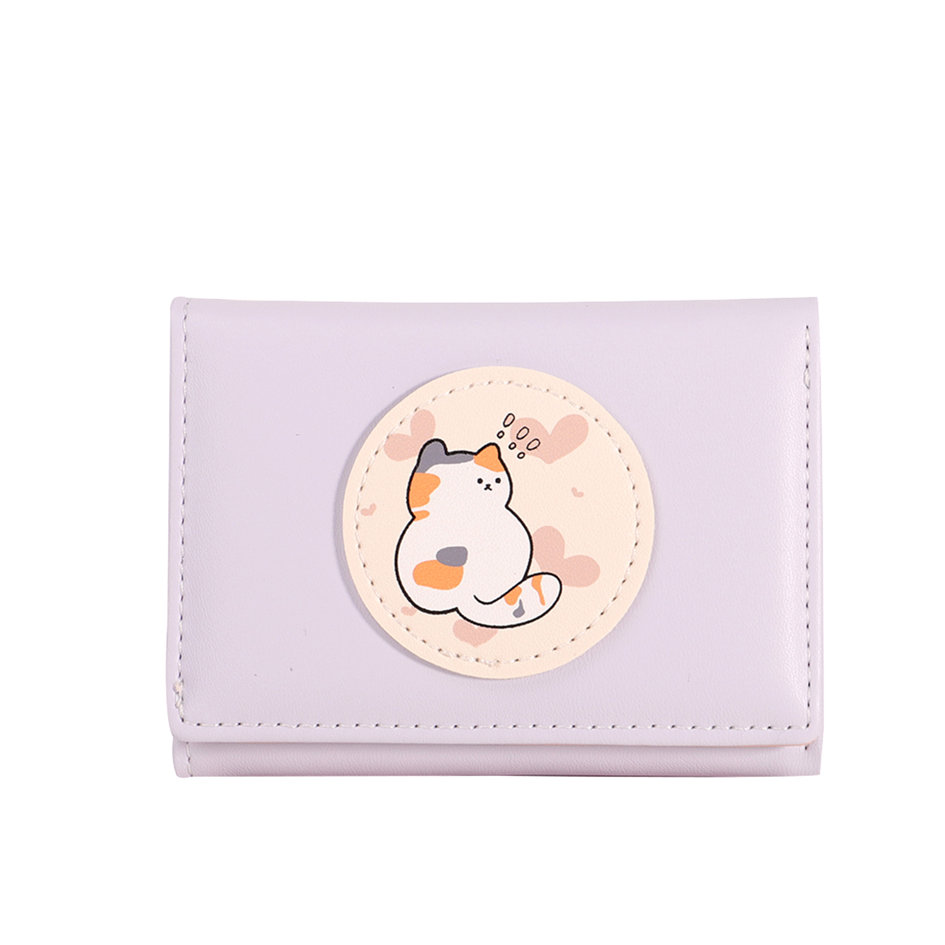 2025 nuevo producto amor pequeño ultra delgado tres carteras plegables mujeres de alto nivel sensación macaron gatito cartera de dibujos animados corta