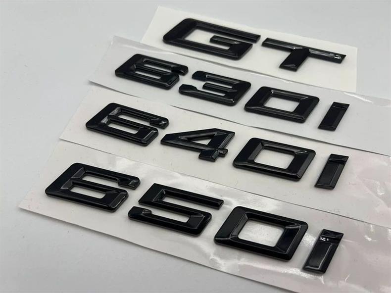 Suitable for BMW's new GT 630i, 640i, and 650i models; includes glossy black emblems, lettering, and rear emblems