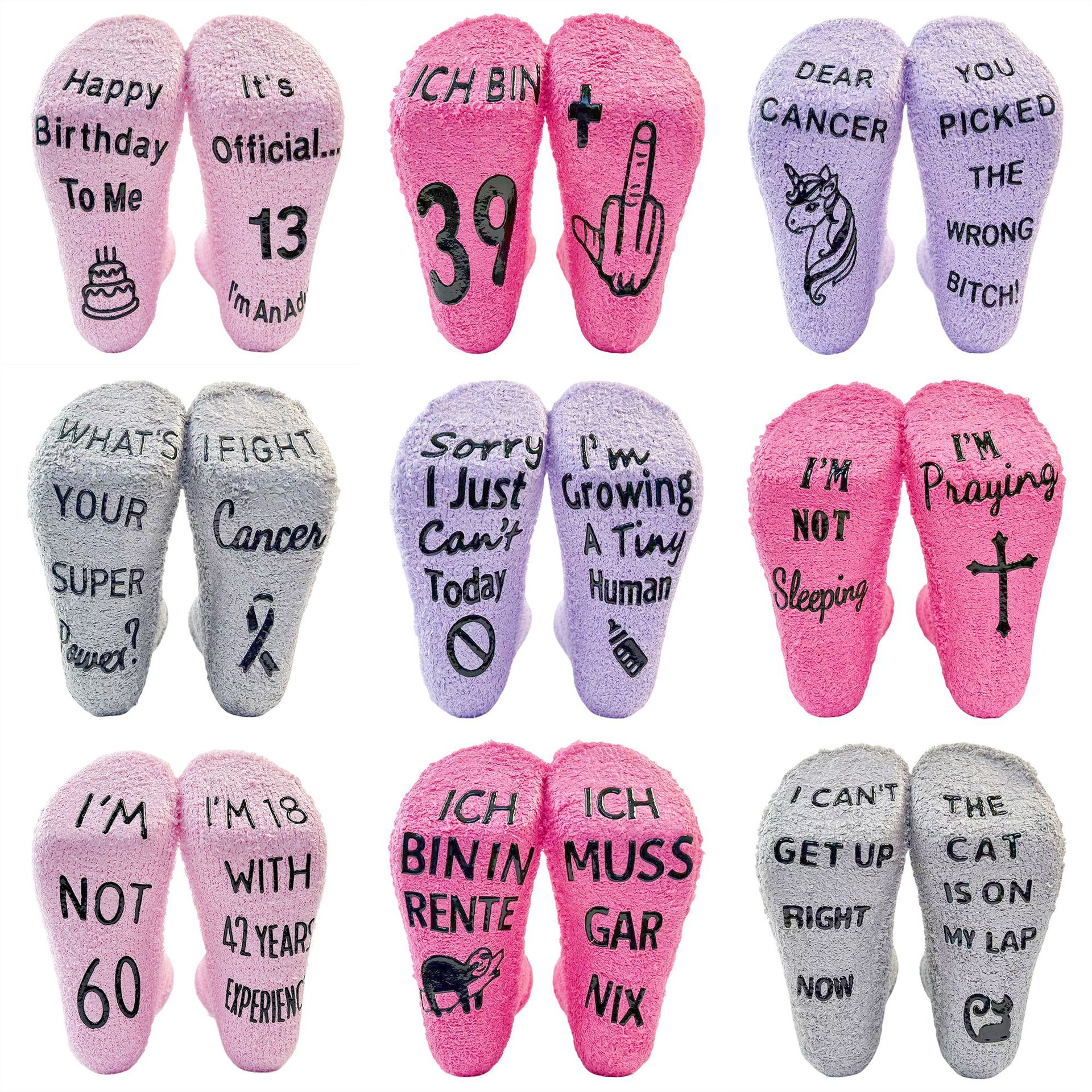 Foreign Trade Ready Stock Cross-Border Coral Fleece Cake Socks with Creative Non-Slip Rubber Dots on the Soles, Floor Socks for Men and Women, Gift Socks