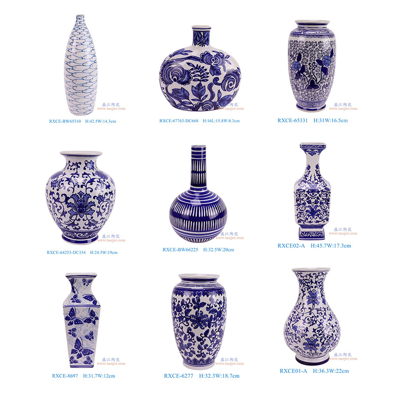 Blue and white porcelain vase flower arrangement decoration home…
