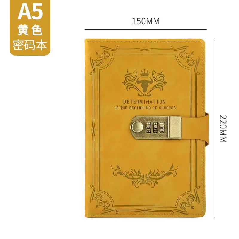 A5 retro contraseña libro con bloqueo diario engrosada contraseña estudiante libreta papelería cuaderno al por mayor