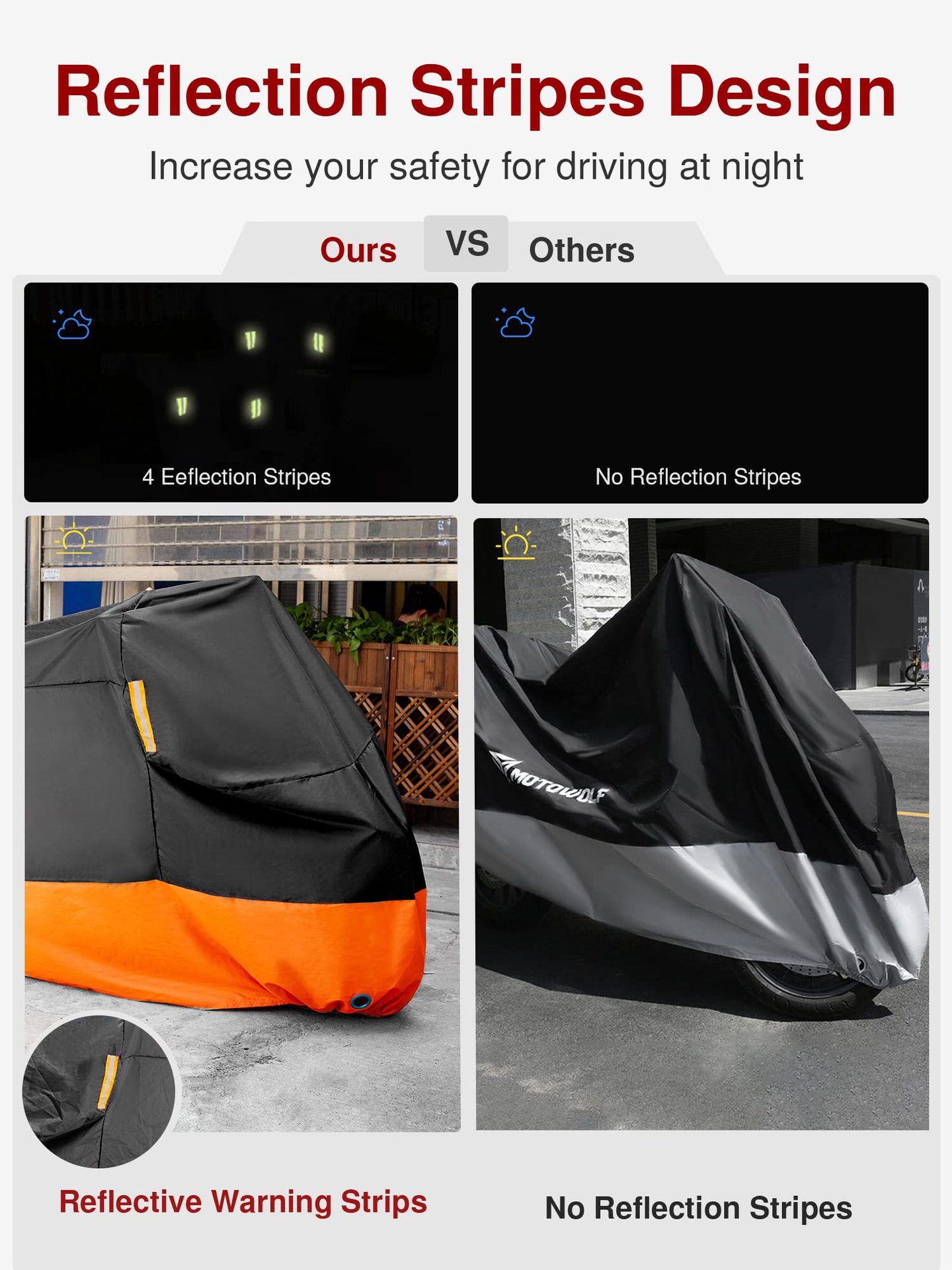 Motorcycle Garment with Reflective Strip Oxford Cloth Dustproof Rainproof Sunscreen Motorcycle Cover Electric Vehicle Sunshade Garment