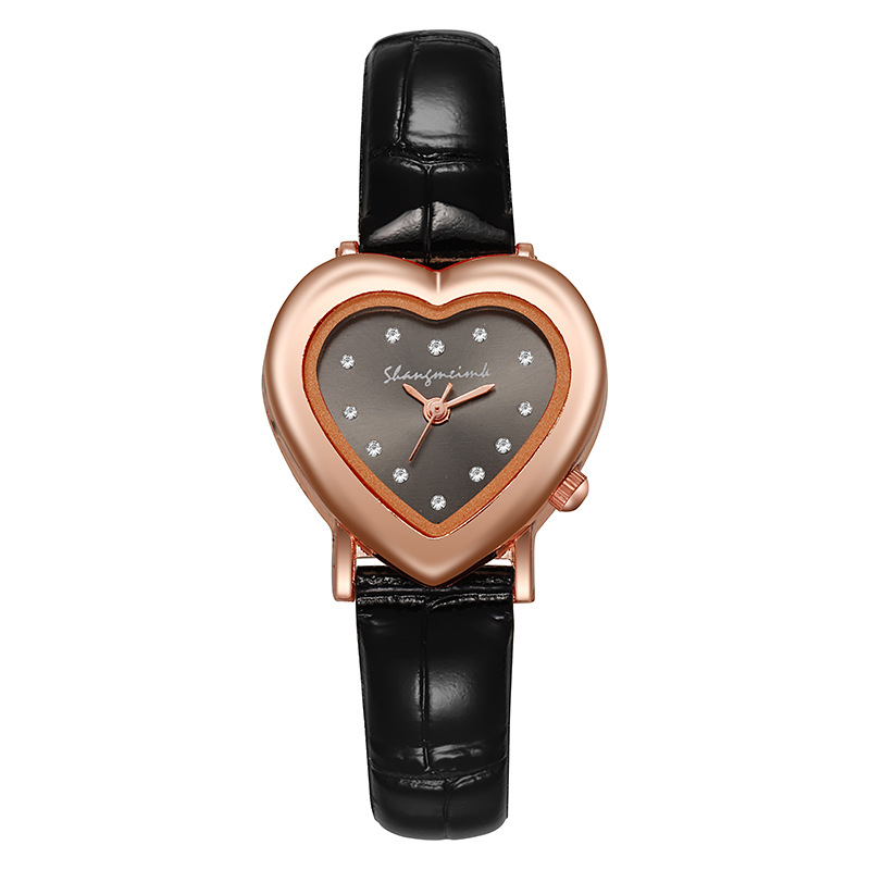 Reloj de cuarzo en forma de corazón retro elegante simple de las mujeres de moda reloj de mujer de estudiante exquisito pequeño reloj de moda