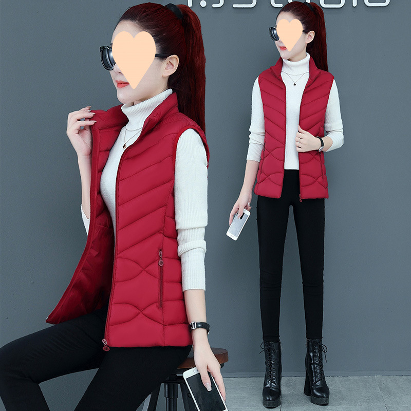 Women's spring and autumn thin style for women wearing fashionable down cotton vest slim and versatile silk cotton vest short vest