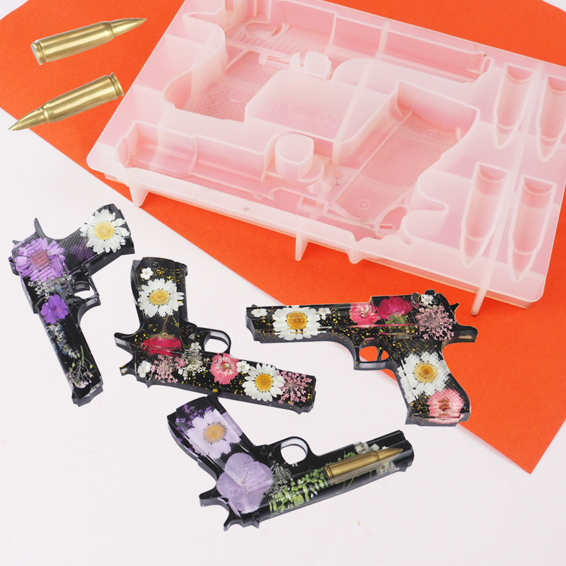 Fondant molde de silicona mini pistola bala pastel decoración molde DIY epoxi brillante molde para hornear