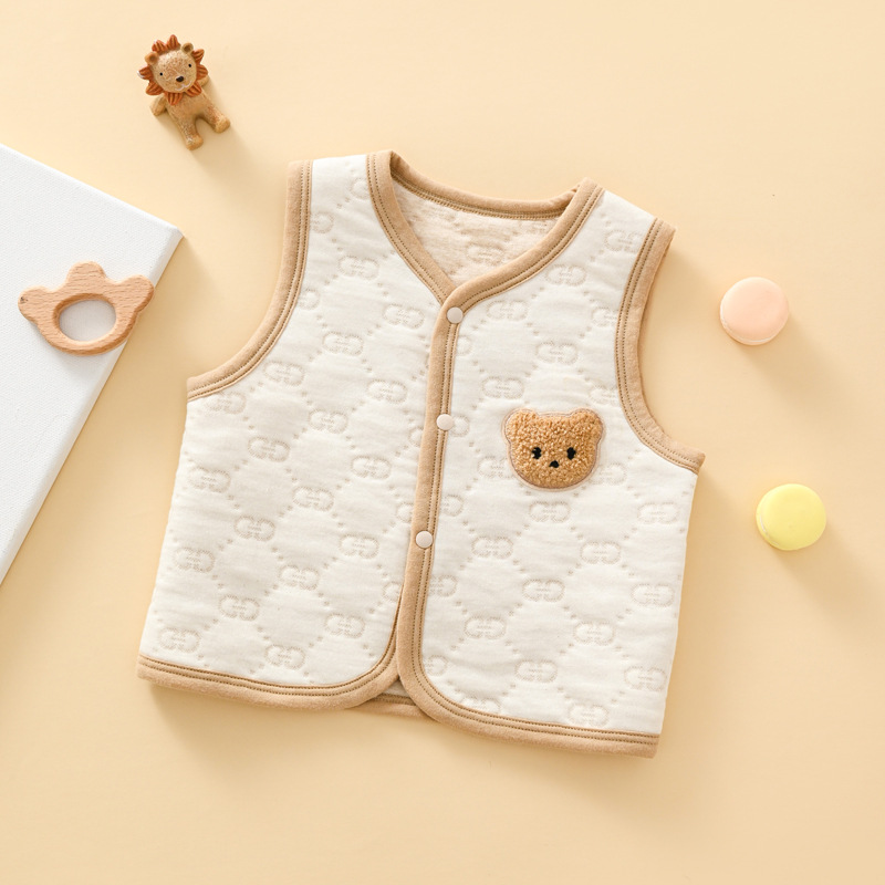 Chaleco de bebé otoño e invierno Bebé acolchado aire algodón de una pieza superior masculino infantil chaleco exterior desgaste cálido bebé