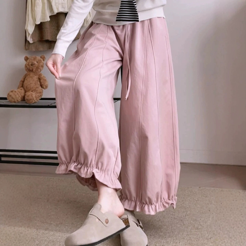 100% pure cotton~Women's cropped casual pants, new spring and autumn style, loose fit, high-waisted, wide-leg lantern pants for petite women, trendy 100% pure cotton~Women's cropped casual pants, new spring and autumn style, loose fit, high-waisted, wide-leg lantern pants for petite women, trendy