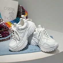 厚底真皮小白鞋女板鞋增高牛皮小个子时尚休闲老爹鞋