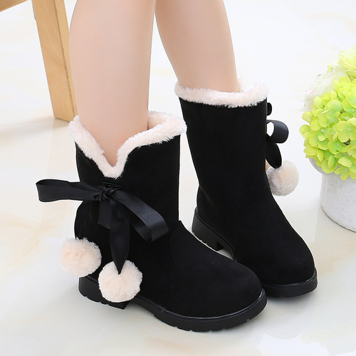 Children's Snow Boots for Girls, New Winter Boots with Fleece Lining for Big Kids, Baby Princess Short Boots for Girls, Cotton Shoes