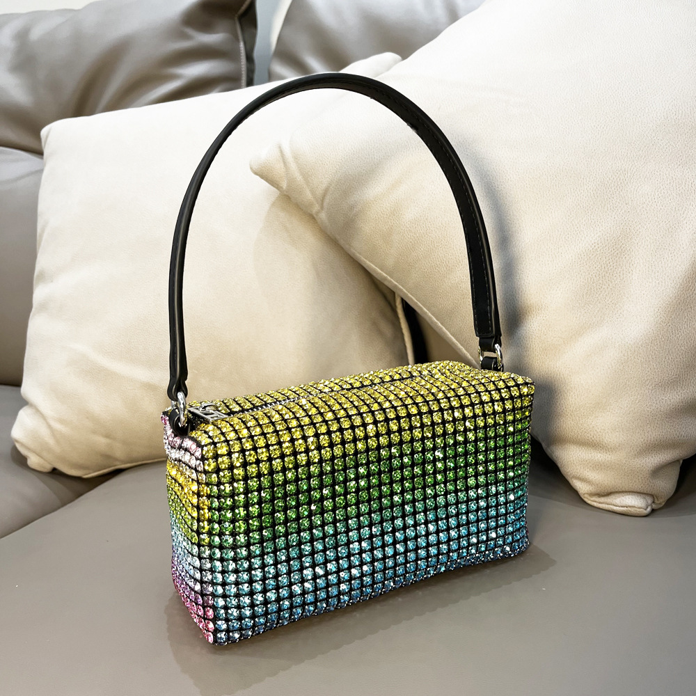 Rhinestone Top Handle Bag Sparkling Crystal Mini Shoulder Purse_voghion.com