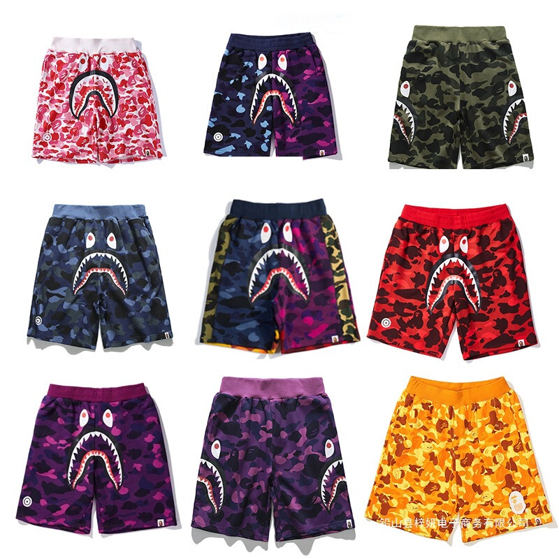 Cross-border Camouflage Bape Shark Head Series 3D Digital Printing Men's and Women's Casual Sports Shorts Fashion Brand POD Customization