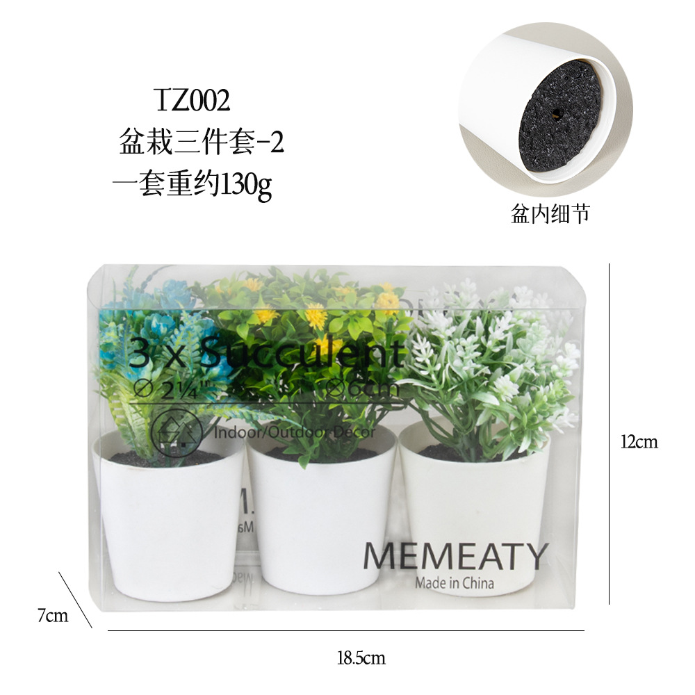 Amazon venta caliente imitación de maceta de carne IKEA 3 piezas set decoración para el hogar escritorio mini mini mini mini bonsai artificial image 3
