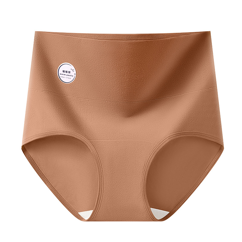 Calzoncillos cálidos de cintura alta y abdomen 9A antibacterianos, largos y ensanchados, entrepierna de algodón, calzoncillos de almacenamiento de calor cepillados de doble cara para mujer