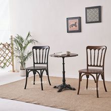 美式复古咖啡厅椅甜品奶茶店餐椅烘焙店实木西餐厅家具竹节餐桌椅