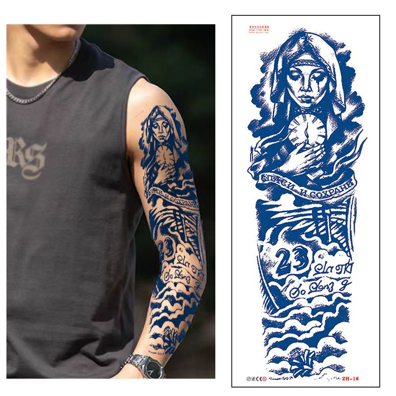 Calcomanías de tatuaje semipermanentes de brazo completo para hombres y mujeres brazo imagen grande jugo de planta no puede lavar las pegatinas de tótem de tatuaje
