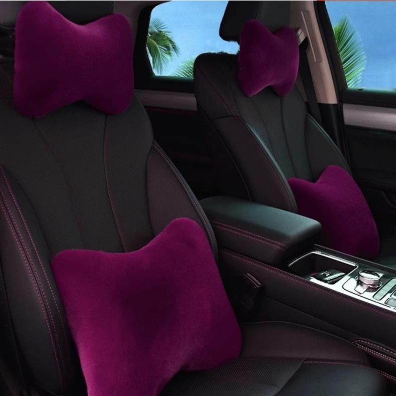 Car Plush Headrest Pillow, a Pair of Car Neck Pillows, Car Lumbar Pillows, Car Bone Neck Pillows, Car Supplies
