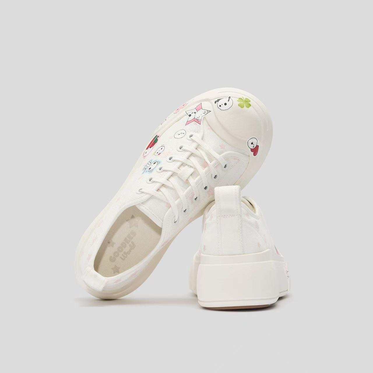 GOODBA蓬蓬帆布鞋GOOD特别版帆布鞋女厚底增高大头板鞋花布休闲帆