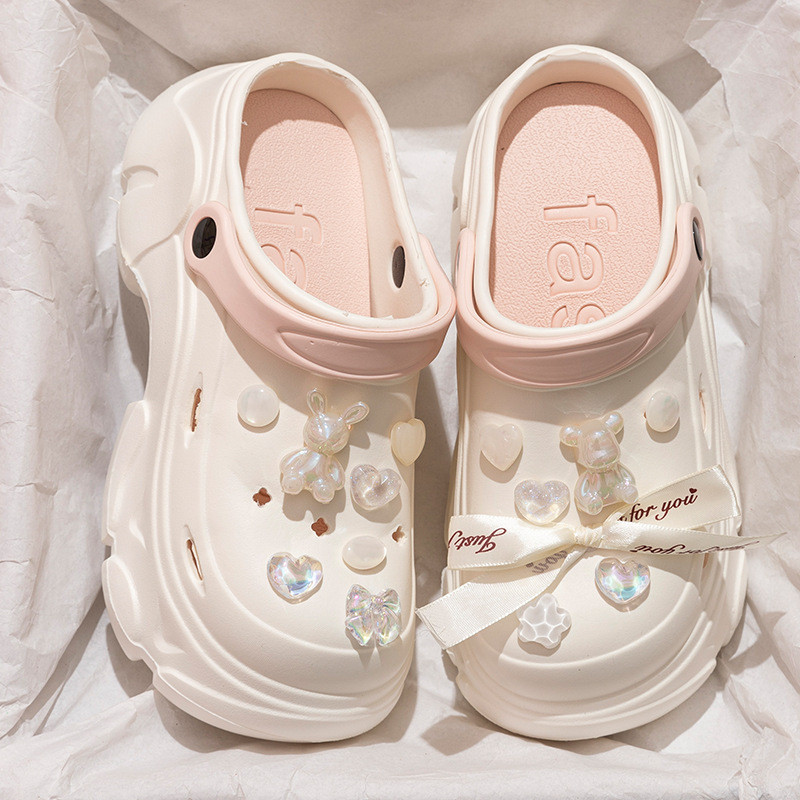 厚底洞洞鞋女款2025新款夏季外穿网红凉鞋沙滩鞋防滑防臭包头拖鞋|undefined