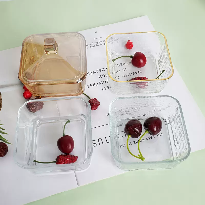 北欧轻奢创意家用玻璃碟分格盘水果叉坚果拼盘干果零食点心小吃盘