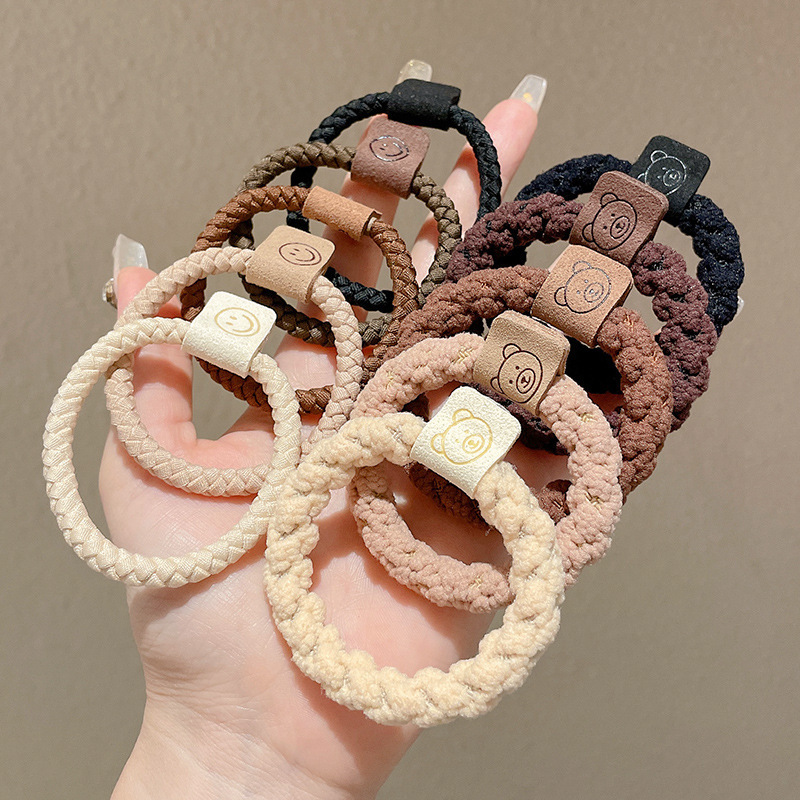 2024 nuevo anillo de cabello de oso para mujeres simple y versátil cuerdas de cabello de alta elasticidad no lesionan cuerdas de cabello de cola de caballo adornamiento para el cabello