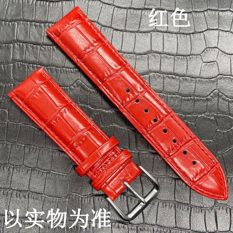 Nueva correa de reloj de cuero capa superior impermeable piel de becerro suave cocodrilo patrón de bambú correa logotipo grabado universal