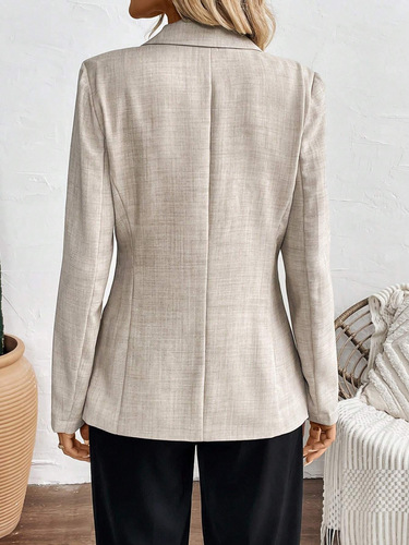 2025 Summer Women's Outerwear, European and American Cross-Border New Design, Solid Color Stand Collar Suit, Loose Single Button, Slim Fit Women's Suit