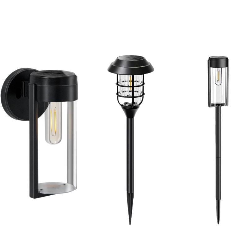 Nueva lámpara solar de alambre de tungsteno redondo lámpara de suelo lámpara de césped exterior lámpara de pared lámpara decorativa de jardín lámpara de atmósfera